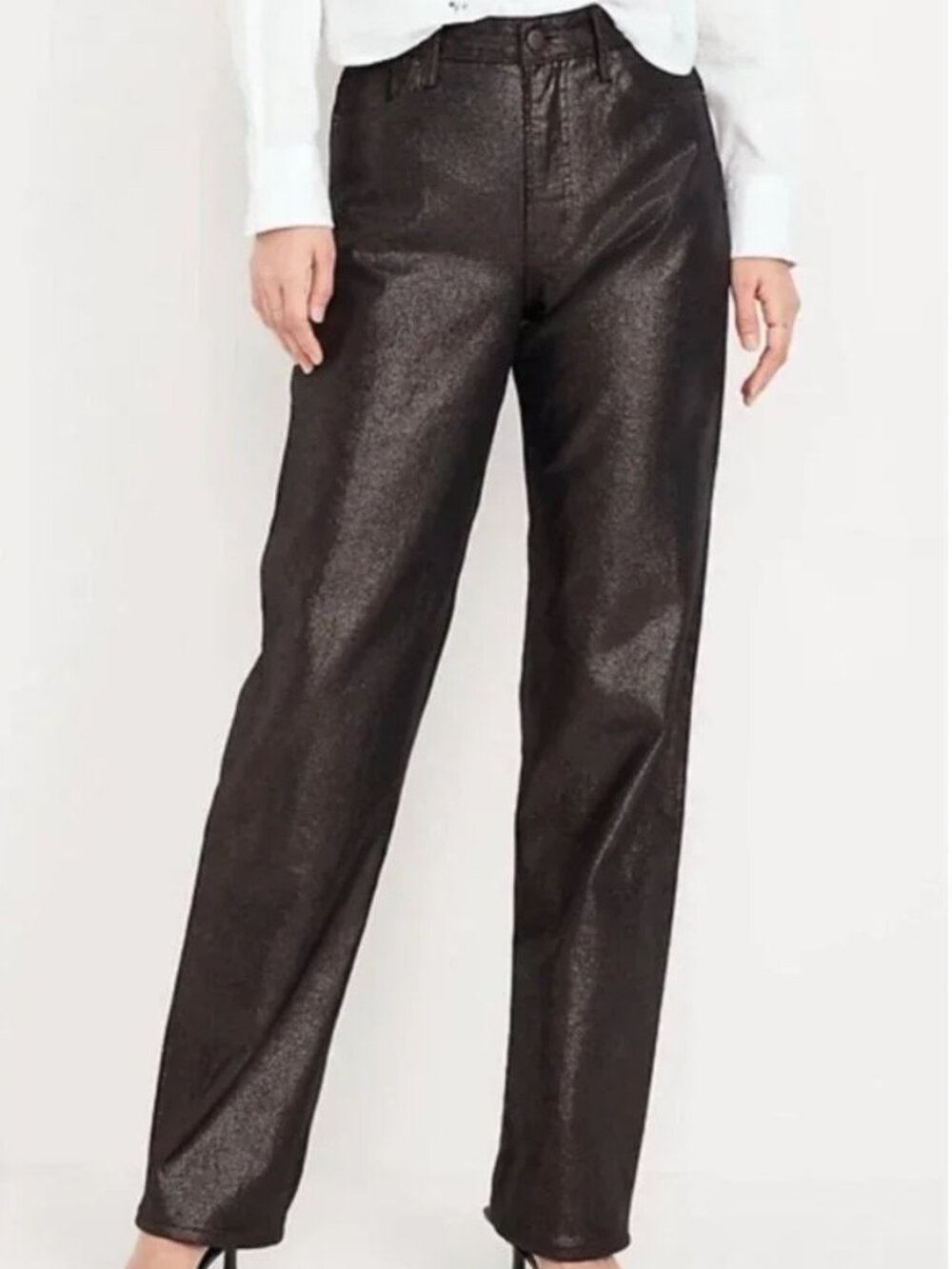 Old Navy High-Rise OG Loose Jeans Secret Smooth Pocket Black Shine Sparkly